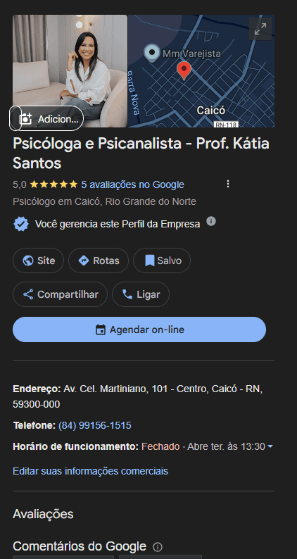 Perfil da Empresa com alto volume de avaliacoes
