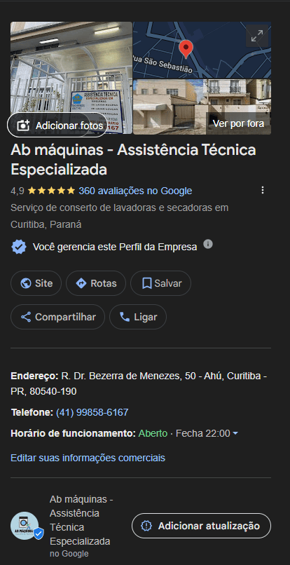 Perfil da Empresa gerenciado para psicologia em Caico