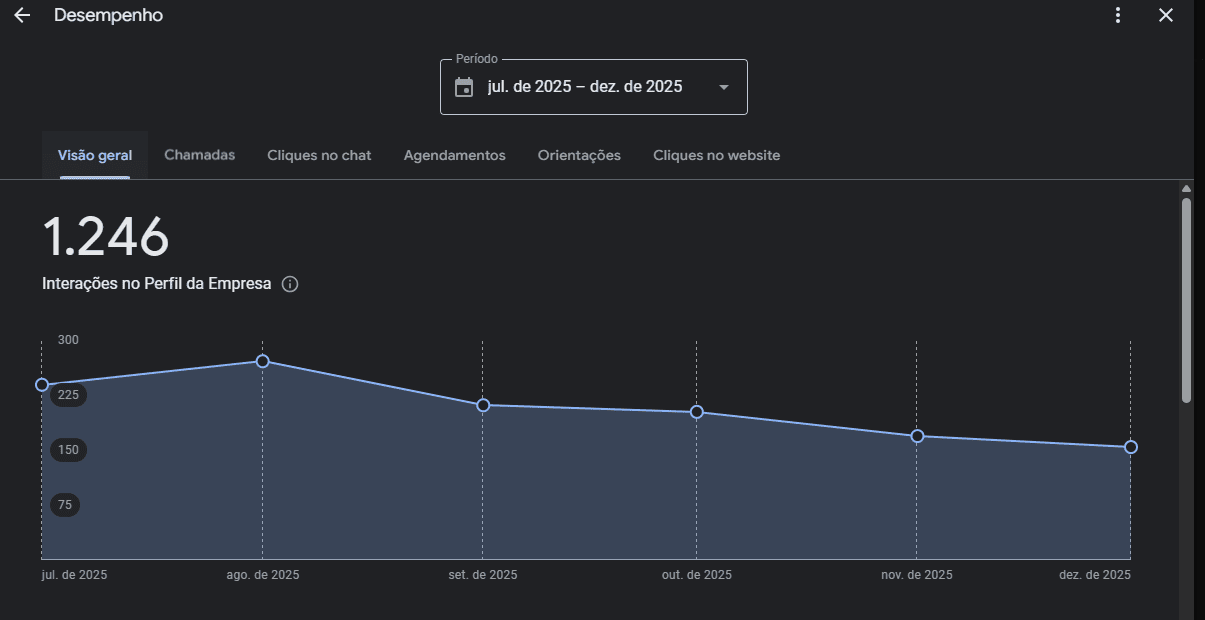 Relatorio de desempenho do Perfil da Empresa